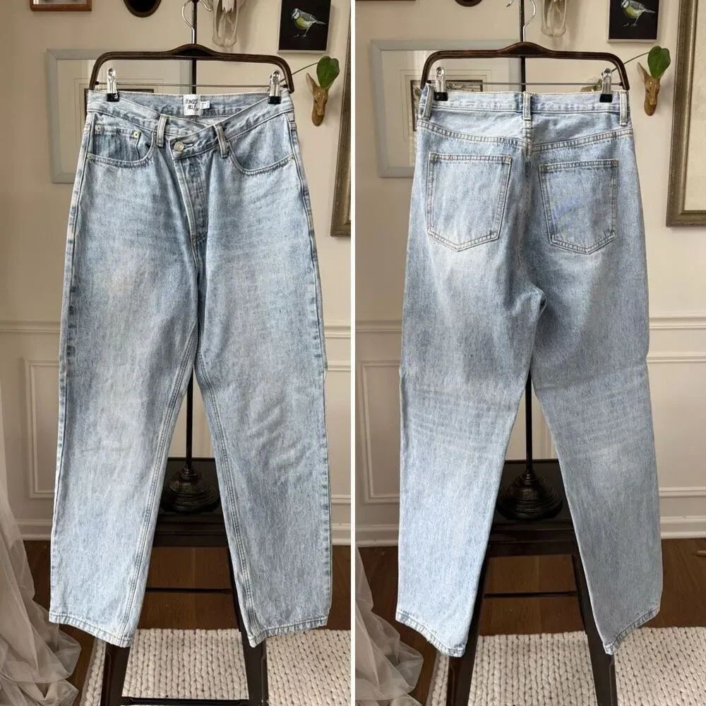 Princess Polly Cross Front Button Fly Slightly Taper Leg Denim Jeans 6